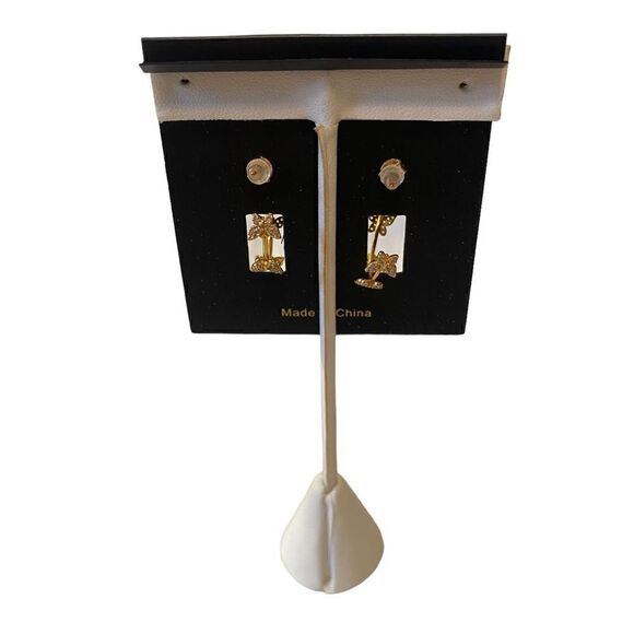 Rachel Zoe Sterling Silver & Cubic Zirconia Gold Toned Butterfly C Hoops. - Picture 4 of 5